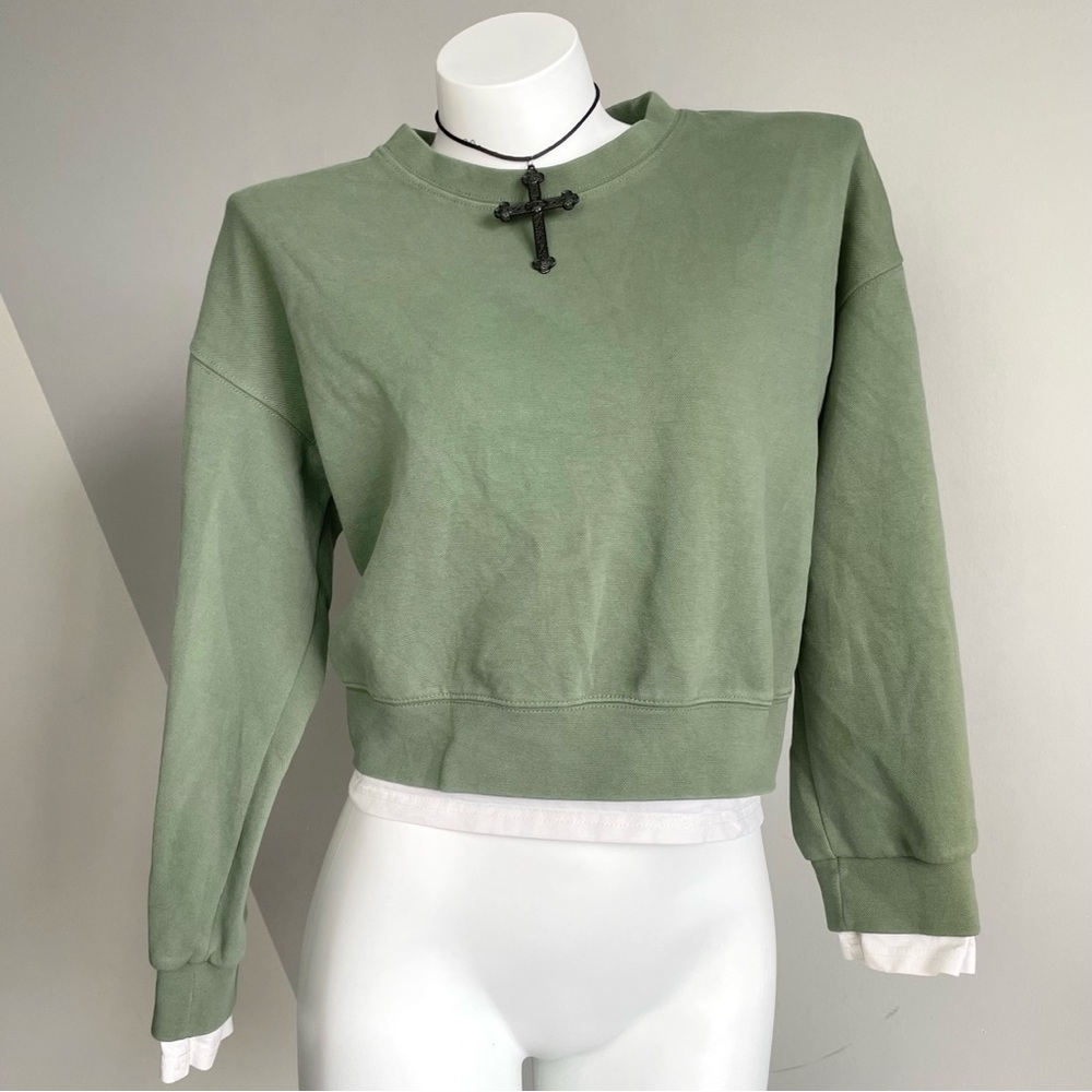 Vintage Green Layered Cropped Top